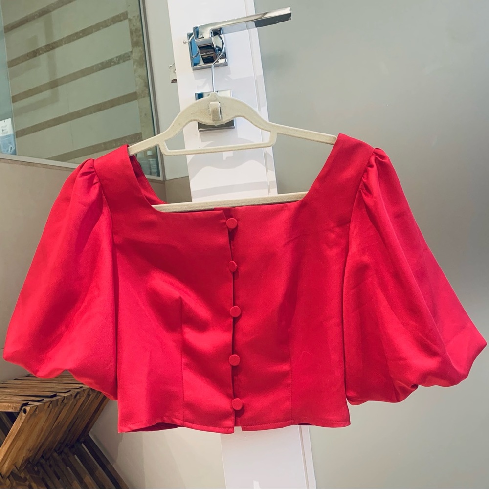 Petite Botton front Crop Top